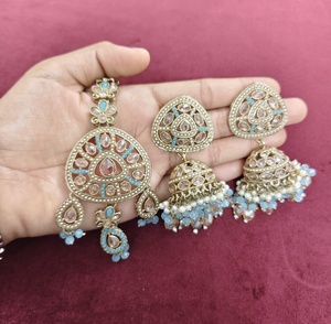 Pendientes de Aro con Diseño de Paisley, Chapados en Oro, con Perlas y Piedras, Estilo Étnico Tradicional, de Alta Calidad y a la Moda, para Mujer - Product Image 1