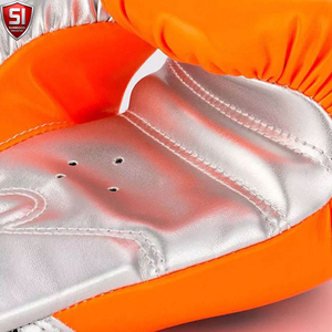 SUMROOS SI Boxing <b>Gloves</b> <b>Silver</b> Orange Leather Adjustable Wrist Strap Durable Protective Comfortable Boxing Sets Training Gear - Product Image 3