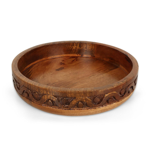 Bol à salade en bois de manguier sculpté à la main, écologique, grand bol rond décoratif pour fruits et collations, ustensiles de cuisine rustiques - Product Image 4