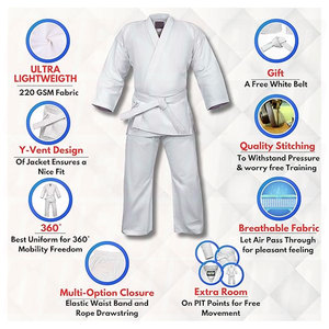 Uniforme de Karate para Niños y Adultos, Ligero, Pantalones y Chaqueta Gi para Estudiantes, Entrenamiento de Artes Marciales, Práctica y Competencia, con Cinturón Gratis - Product Image 2