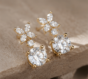 Lab Grown Diamond Floral Drop <b>Earrings</b> | Round Cut <b>Dangle</b> <b>Earrings</b> for Women | Luxury Fine Jewelry - Product Image 5