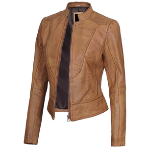 2026 High Quality Women's Genuine <b>Sheepskin</b> Ladies Women Real Genuine Biker Pakistan Leather <b>Jackets</b> - Product Image 4