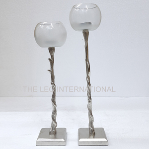 Cylindrical Glass Candle Holder Metal <b>Tree</b> Branch Design Black Color <b>Lighting</b> Decor Hotel Decoration - Product Image 3