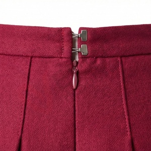 Women High Waist Pleated Midi <b>Skirt</b> Solid Color A Line Preppy Style <b>Knee</b> <b>Length</b> <b>Skirt</b> - Product Image 4