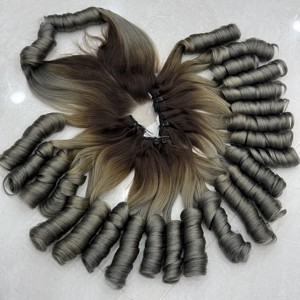 Extensiones de Cabello Humano Vietnamita Virgen con Doble Trama, Ondas Rizadas y Voluminosas, Color Ombre Marrón Oscuro, de Doble Grosor, para Tejer Pelucas - Product Image 6