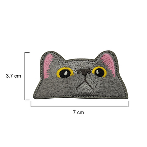 Cute Cat Face Embroidered <b>Hook</b> And Loop Patch - Product Image 3