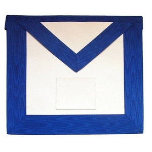 12th Degree Scottish Rite Apron White & Royal Blue Moire Front Pocket <b>Machine</b> Hand Embroidery features premium black moi - Product Image 3