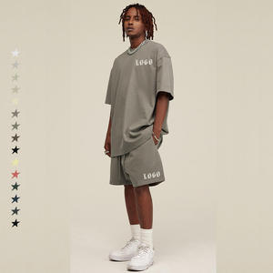 Ensemble Sportif Homme Été 2 Pièces à Manches Courtes et Short en Coton, T-shirt Uni Taille Unique, Faible MOQ - Product Image 1