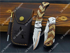 Couteau pliant professionnel Sanmai en acier Damas cuivré, pointe clip, pour EDC, camping, extérieur, pêche, randonnée, facile à personnaliser (DIY), ODM - Product Image 3