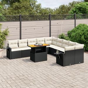 Conjunto de Sofás de Jardín en Negro y Blanco Crema - Product Image 1