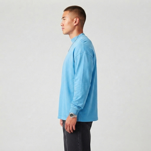 เสื้อยืดคอกลมแขนยาวทรงโอเวอร์ไซส์สำหรับผู้ชาย สไตล์สตรีทแฟชั่น ผลิตจากผ้าฝ้าย เป็นมิตรต่อสิ่งแวดล้อม เหมาะสำหรับใส่เล่นกีฬาวิ่งประจำวัน - Product Image 4