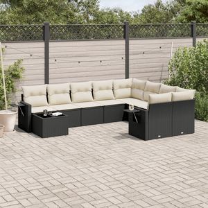 Grand ensemble de canapés de jardin modulaires en rotin PE blanc crème, noir et crème, avec une excellente durabilité en extérieur - Product Image 1