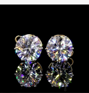 Boucles d'oreilles solitaires avec diamant rond de laboratoire taille brillant, or 10/14/18 carats, certifiées IGI, bijoux tendance pour femmes. - Product Image 4
