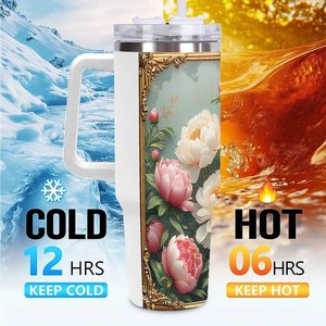 40oz Stainless Steel Tumbler With Lid Floral Design Travel <b>Mug</b> - Product Image 6