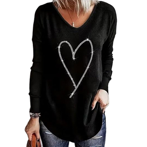 Sudaderas Personalizadas para Mujer, Cuello Redondo, Invierno, Transpirables, Secado Rápido, con Pedrería, Color Azul Sólido - Product Image 3