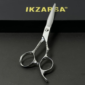 Ciseaux à cheveux professionnels IKZARSA en acier inoxydable, lame tranchante, pour droitiers, ciseaux à effiler de salon, manche long - Product Image 2