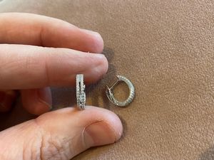 VVS Moissanite Diamond 925 Sterling <b>Silver</b> Hoop Earrings Iced Out Round Cut Earring Handmade <b>Set</b> Luxury Fashion <b>Jewellery</b> - Product Image 3