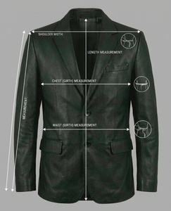 Blazer en cuir vert foncé pour homme, style italien décontracté, simple boutonnage, col cranté - Product Image 2