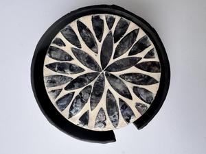HASAN CRAFT Round Mother of Pearl <b>Coaster</b> Set with Holder Eco-Friendly Luxury Design <b>Blue</b> Floral Mediterranean Handmade - Product Image 3