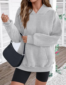 Sweat-shirt oversize pour femme, en jersey de polyester et coton, coupe ample, personnalisable sur le devant, grande taille, streetwear, respirant, hiver - Product Image 2