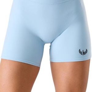 Shorts de sport sans couture taille haute bleu ciel pour femme – Compression extensible pour entraînement, fitness et performance athlétique - Product Image 5