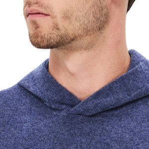 Pull en molleton tricoté à capuche zippé pour homme, coupe classique, couleur unie, décontracté, manches longues, écologique, bleu - Product Image 5