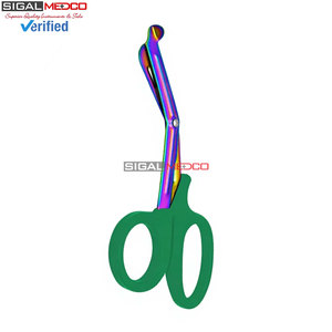 Tijeras EMT de 7.25 Pulgadas con Hojas Arcoíris y Mango Verde, Acero Inoxidable Alemán, Tijeras Utilitarias EMT para Emergencias y Traumatismos - Product Image 6