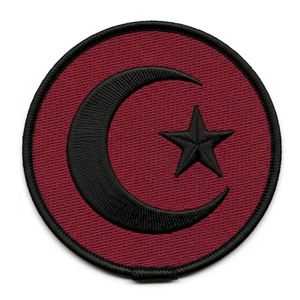Parche Masónico de Luna Creciente y Estrella, Bordado en Negro y Marrón, Insignia Redonda para la Sociedad Fraternal, Simbolismo, Accesorio de Uniforme - Product Image 1