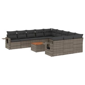 Set Divano da Giardino Grigio con Cuscini, Arredamento da Esterno in Rattan Impermeabile dal Design Contemporaneo - Product Image 2