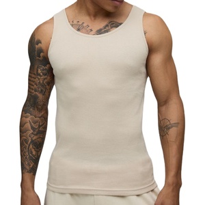 Muscle Athletic <b>Singlet</b> Men's <b>Running</b> Outdoor Fashion Blank Logo High Street Wholesale Ribbed Elastane Tank Top For Summer - Product Image 1
