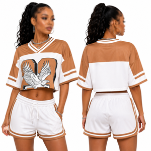 Camiseta Deportiva Corta de Malla para Mujer, Estilo Fútbol Americano, Cuello en V, Ropa Deportiva, Fabricación de Marca Privada - Product Image 4