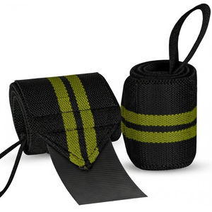 Bandes de poignet élastiques de haute qualité avec boucles pour le pouce, en polyester et nylon, fermeture auto-agrippante pour la musculation, l'haltérophilie et la gym - Product Image 1