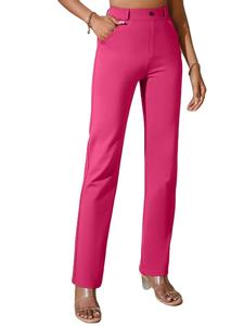 Pantalon élégant pour femme, coupe droite, longueur cheville, avec poches, bordeaux, taille haute, extensible, mélange viscose, été, antistatique, Bangladesh - Product Image 3