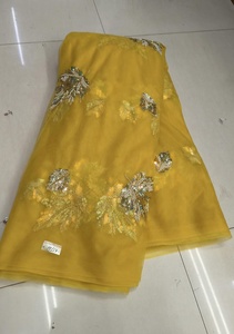 Tela de red ligera con revestimiento de PE de primera calidad con bordado de cuentas pesadas para vestidos de novia, lehengas, ropa étnica, 45 GSM, para mujer - Product Image 4