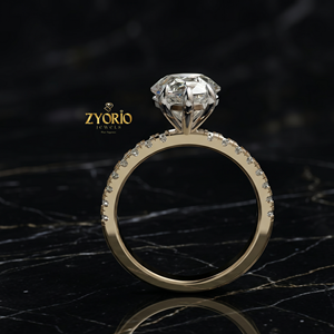 Anillo de Compromiso Solitario con Corte de Pera en Oro de 18K, Anillo de Boda con Banda Pavé de Lujo, Joyería Nupcial Elegante - Product Image 2