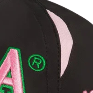หมวกเบสบอล AKA Featherlite สีดำ ปรับขนาดได้ พร้อมลายปักสีชมพูและสีเขียว หมวกแฟชั่นน้ำหนักเบาสำหรับชมรมนักศึกษา - Product Image 5