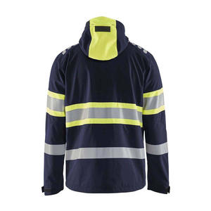 เสื้อแจ็คเก็ตทำงานสีกรมท่าสำหรับผู้ชาย พร้อมแถบสะท้อนแสงและฮู้ดเพื่อความปลอดภัยในการทำงาน - Product Image 2