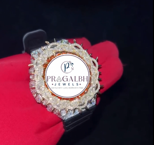 นาฬิกาเพชรหรู Pragalbh Jewels สไตล์ฮิปฮอป ประดับเพชรโมอิสซาไนต์  แบบควอตซ์  หน้าปัดเรียบง่าย สายยาง  สำหรับทุกเพศ เหมาะสำหรับเป็นของขวัญ - Product Image 2