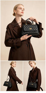 Luxury Women's Vintage Diamond Lattice Pattern Tote Handbag Fashion Shoulder Messenger Bag Ladies OEM Manufacturing Large - Product Image 5