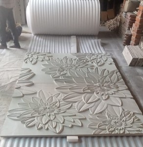 Panel de Pared Floral Contemporáneo, Tallado en Piedra Decorativo 3D para Montaje en Pared, Diseño Duradero para Salón y Sala de Estar - Product Image 1