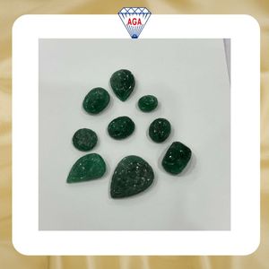Hermosas Esmeraldas Naturales Talladas con Motivos Florales, Piedras Preciosas Sueltas Talladas a Mano para Joyería, Venta al por Mayor, Grado Premium AAA - Product Image 6