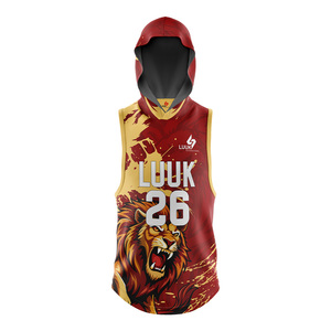 Jersey Personalizado sin Mangas con Capucha para Fútbol Americano 7v7, Estampado de León Rojo y Dorado, Sublimado, de Secado Rápido, Unisex, para Adultos, Ropa de Equipo 7v7 - Product Image 2