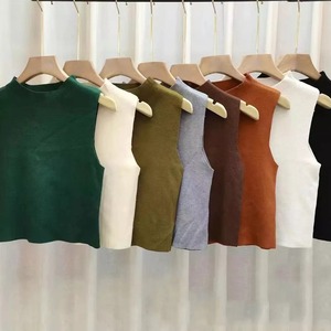 Women Slim Fit Tank <b>Top</b> Gym Wear Fitness Sports Vest High Neck Ribbed Running <b>Crop</b> <b>Top</b> 2026 Summer Sublimation Women's Double - Product Image 1