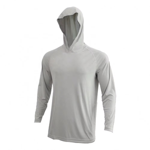 Men's UPF 50 Anti-UV Long Sleeve Hooded <b>Fishing</b> <b>Shirt</b> Solid Color Polyester Pullover Outdoor Wear - Product Image 2