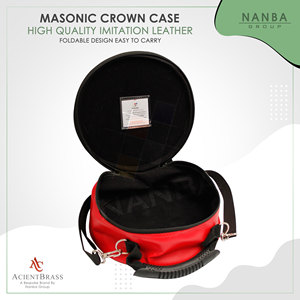 Premium NANBA GROUP Masonic Crown Cap Case (Red) Leather Zipper Closure Lightweight 10x22cm Scottish Rite <b>Hat</b> <b>Box</b> Custom Logo - Product Image 3