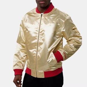 Chaqueta Varsity de Seda Satinada de Alta Calidad para Hombre, Cuello Alto, Color Sólido, con Colores Personalizados, Venta al Por Mayor - Product Image 1