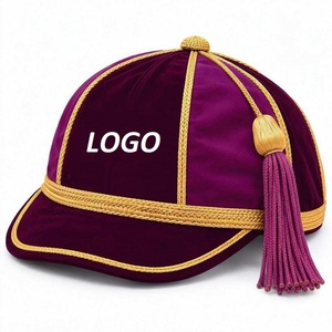 Fournisseur en gros SFIVE INDUSTRIES – Casquettes d'honneur personnalisées pour étudiants, couleur violette, avec pompons à franges dorées pour cérémonies et présentations - Product Image 1