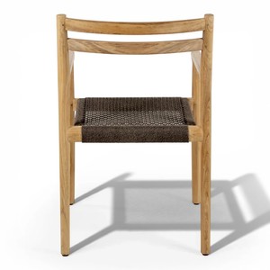 Silla de Comedor Moderna Escandinava de Madera de Teca Sólida con Asiento de Cuerda Tejida a Mano, Sillón para Jardín, Patio, Interior, Muebles de Restaurante - Product Image 5