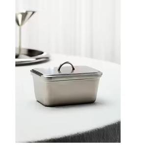 Mantequillera metálica para encimera de cocina con tapa, contenedor para servir mantequilla en el desayuno - Product Image 3