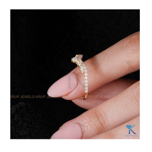 Minimalist Pavé Tiara Crown Nesting Band in Yellow Gold Stackable Ring for Women Elegant Design <b>Fine</b> Jewelry Perfect for Wedding - Product Image 6